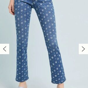 Anthropologie Blue Floral Flare Jeans